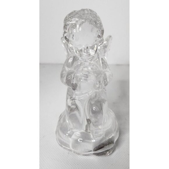 Vintage Lead Crystal Praying Winged Angel Glass Candlestick Candle Holder 4" - Picture 1 of 9
